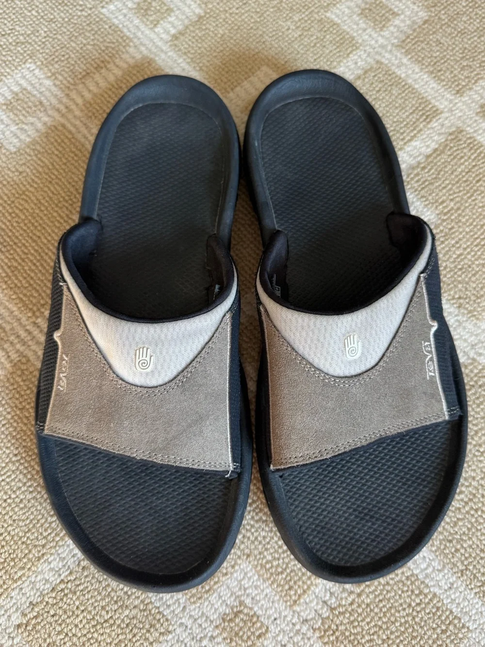 Teva Cushion Slide Sandals Taupe Gray Suede Comfort Slides Men’s 10
